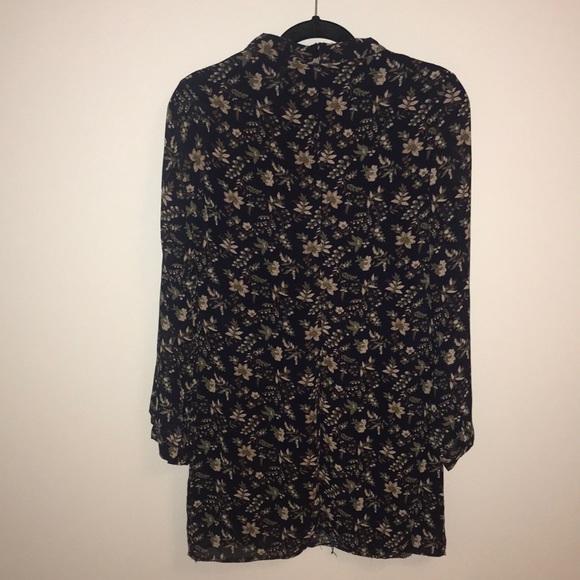 Navy floral shift dress with collar - Picture 3 of 3